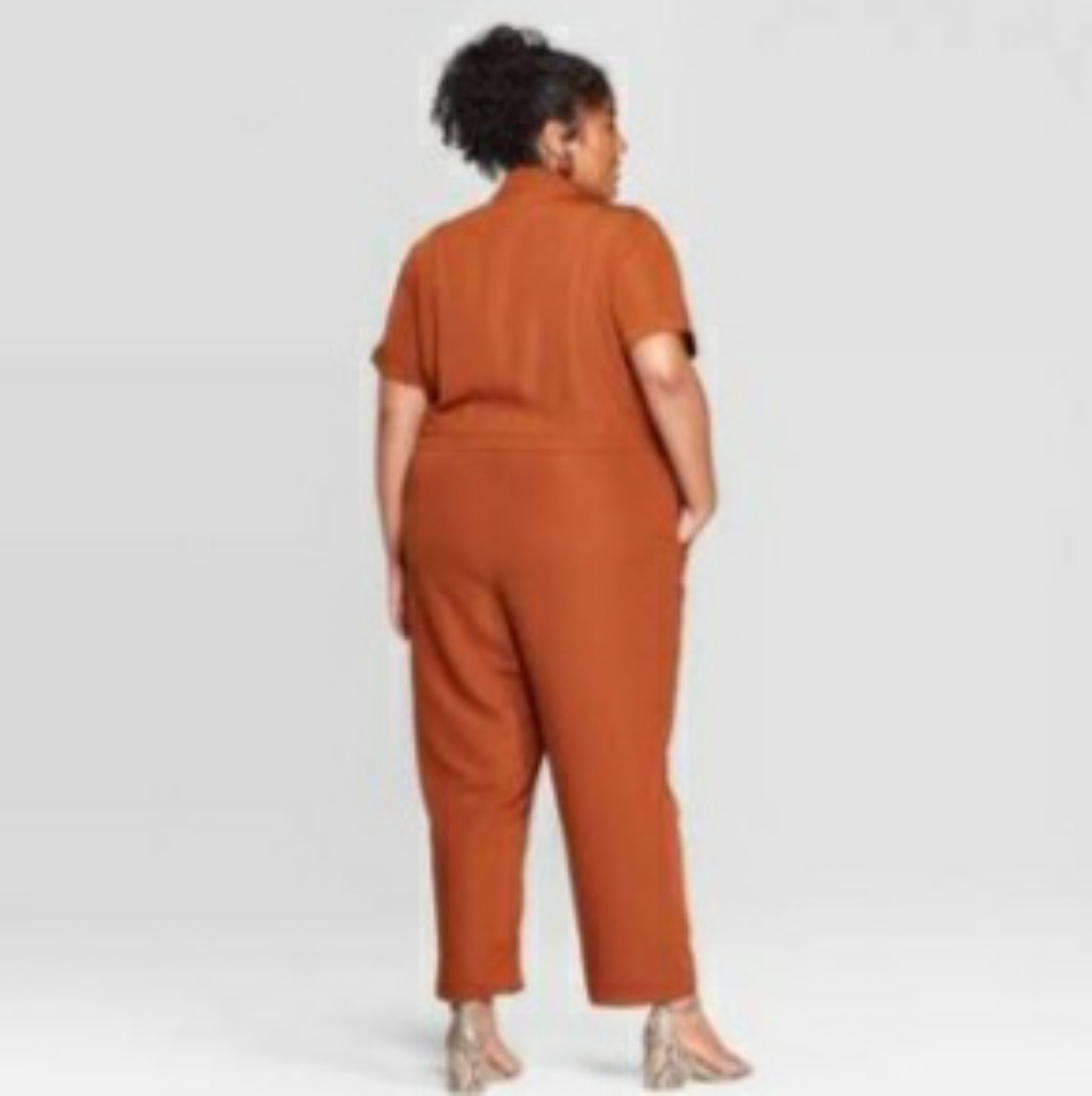 🚫SOLD🚫Ava & Viv Cognac Brown Jumpsuit with Semi Wide-Leg Design EUC SIZE 3XL - Picture 3 of 8